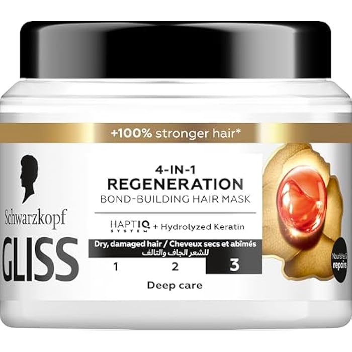 Gliss 4-in-1 Regeneration Bond-Building Hair Mask, 400ml — Regenerate damaged hair with this intensive mask, formulated to restore strength and vibrant health - Image 2